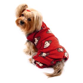 Silly Monkey Front Sleeveless Fleec Pajamas (Color: Pink, size: L)