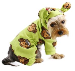 Adorable Silly Monkey Fleece Dog Pajamas/Bodysuit with Hood (Color: Burgundy, size: XL)