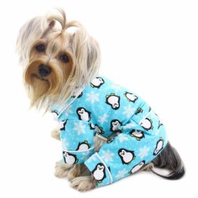 Penguins & Snowflake Flannel PJ with 2 Pockets (Turquoise) (Color: Red, size: XL)