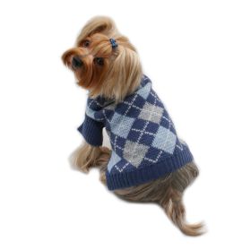 Argyle Turtleneck Sweater in Navy/Grey/Light Blue (Color: Red, size: XL)