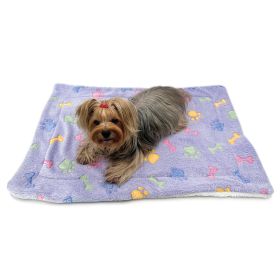 Ultra Plush Colorful Bones/Paws Blanket (Color: Green, size: 50" x 30")