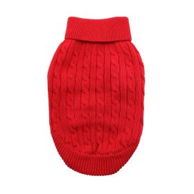 Combed Cotton Cable Knit Dog Sweater (Color: Fiery Red, size: 3X-Large)