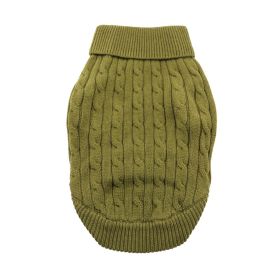 Combed Cotton Cable Knit Dog Sweater (Color: Herb Green, size: 2X-Large)