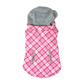 Weekender Dog Sweatshirt Hoodie (Color: Pink & White Plaid, size: X-Large)