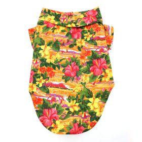 aHawaiian Camp Shirt (Color: Sunset Hibiscus, size: XX-Small)
