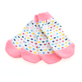 Non-Skid Dog Socks (Color: Pink and White Hearts, size: large)