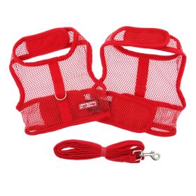 Cool Mesh Dog Harness with Leash (Color: Solid Red, size: medium)